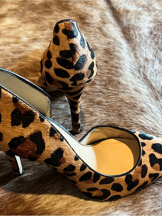 Jessica Simpson Leopard Print Pointed Toe Stiletto Pumps - Tan/Black